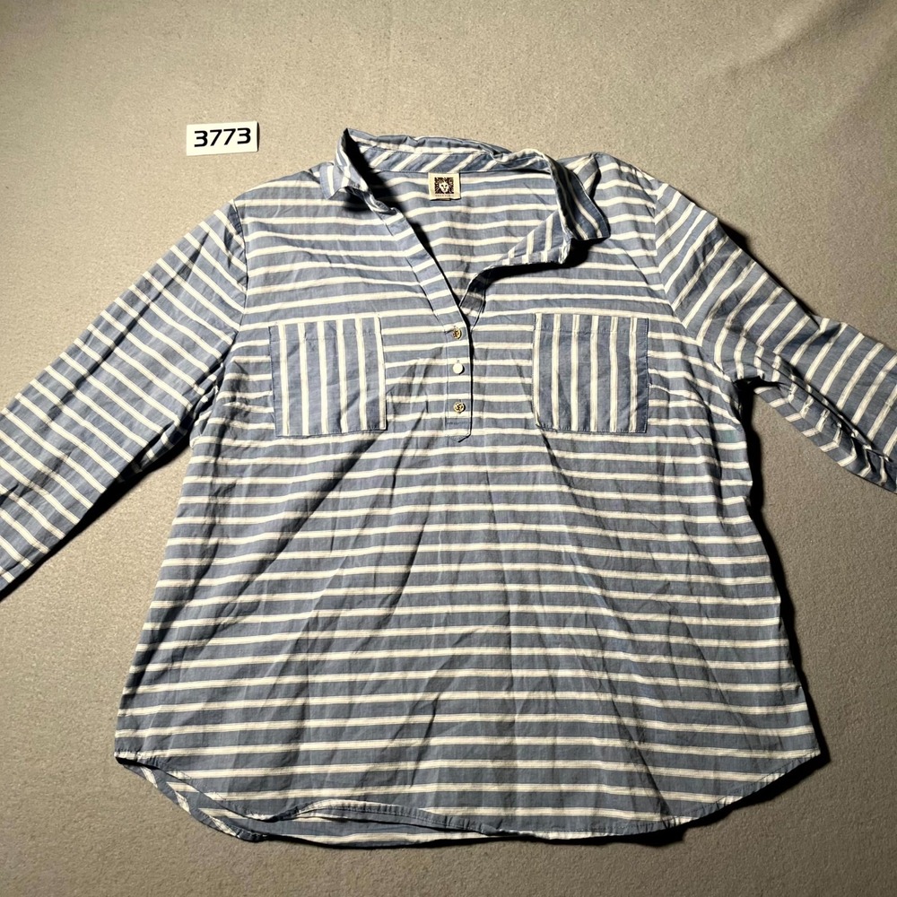 Anne‎ Klein Popover Shirt Womens Multicolor Striped (Size Tag Not Photographed)